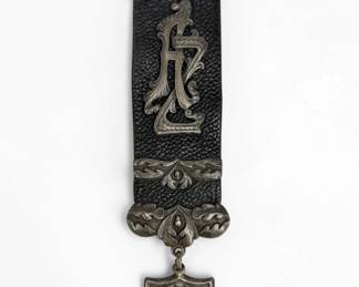 Latvian .875 Silver & Leather Watch Fob
