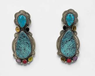 Sterling & Multi-Stone Navajo Earrings
