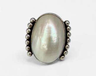 James Linkin Navajo Mother of Pearl Sterling Silver Ring