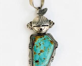 Navajo Sterling & Turquoise Kachina Pendant