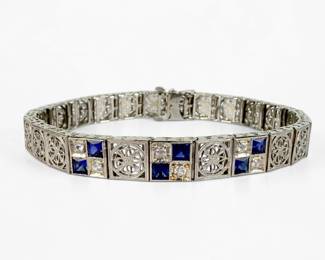 Antique White Gold & Gemstone Bracelet