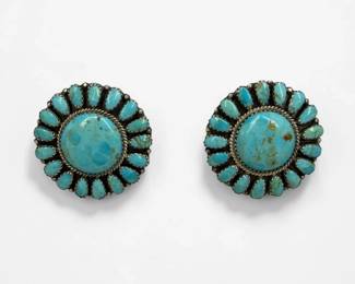 Larry Moses Begay Sterling & Turquoise Earrings