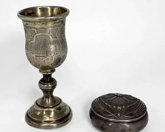 Russian .875 Silver Cordial Cup & Compact