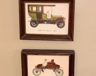 4 Vtg Antique Car Framed Prints!