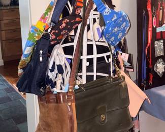 Vtg Coach Cross Body Blue No. 0546-240, Vtg Coach Willis Hunter Green Cross Body No F40-9927, Vtg Timberland Brown Leather/Suede Bucket Purse, Vtg Coach Chelsea No F0975-F14015!