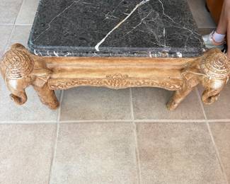 #44 -$280 - Elephant table with marble top 41x41x19