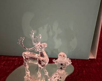 #166 - $66 - Swarovski Reindeer - mini snow man and a mini dog
