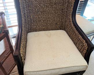#46 - $150 each - Padma's plantation seagrass armchair (2 available) - pillow removable for re upholstery