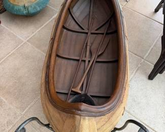 #49 - $150 - Canoe coffee table with glass top 41x17x22