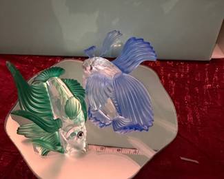 #178 - $100 - Swarovski Set of 2 Siamese blue and green beta fish