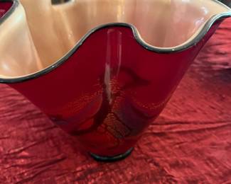 #19 - $60 - Nourot Art glass studio CA "Fluted mantle" red glass