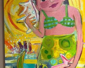 #74 - 200$ - Girl at the beach acrylic painting 36x48