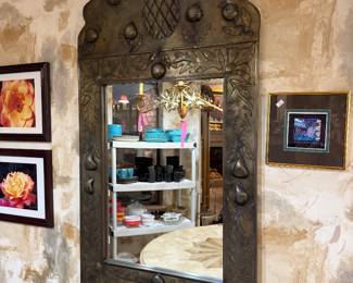 #54 - $140 - Tin covered mirror with fruits 48x26