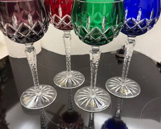 #72C - $68 - Ajika Arabella Bohemian crystal wine glasses set of 4