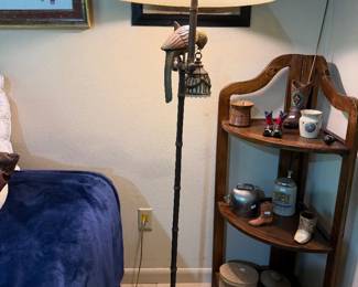 #35 - $90 - Metal floor lamp with parrot 62"T
