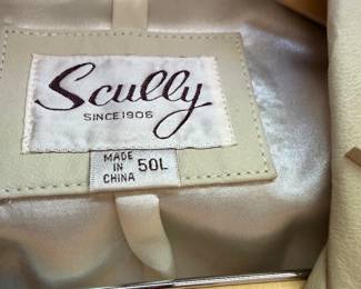 #38 - $100 - Scully off white leather man jacket with fringe Size 50L