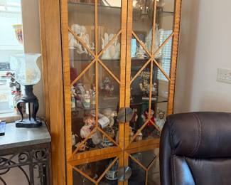 #9 - $350 each - Tiger maple curio/bookcase 6 shelves 44x17x82 (2 available)