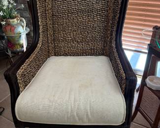 #46 - $150 each - Padma's plantation seagrass armchair (2 available) - pillow removable for re upholstery