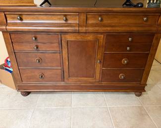 #78 - $320 - Tall chest drawers brown 8 drawers cabinet in center 66Lx21Dx44T