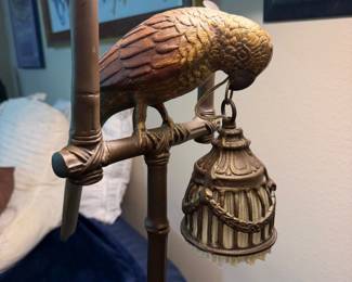 #35 - $90 - Metal floor lamp with parrot 62"T