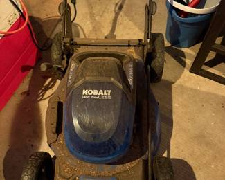 #97 - $90 - Kobalt brushless 40v max push lawn mower with battery and charger