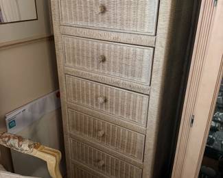 #69 - $120 - Wicker tall chest cream 24x18x56