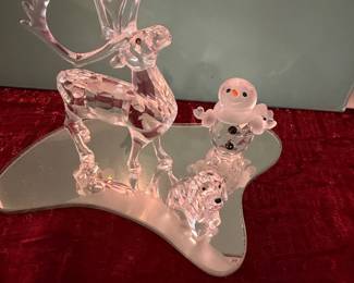 #166 - $66 - Swarovski Reindeer - mini snow man and a mini dog