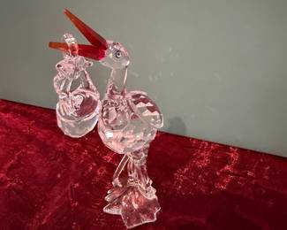 #194 - $70 - Swarovski Stork with baby hanging from bill