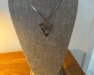 #123 - $70- Sterling artist made & signed necklace & triangle pendant with matching earrings set