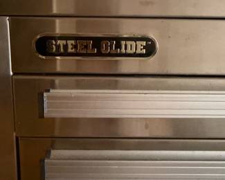 #94 - $450 -Steel glide tall tool chest - silver color 41wx18dx61t