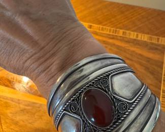 #125 - $66- Sterling tested bracelet with amber