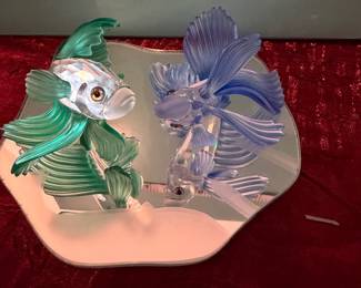 #178 - $100 - Swarovski Set of 2 Siamese blue and green beta fish