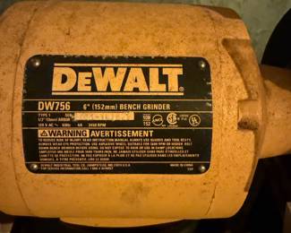 #100B - $80 - DeWalt bench grinder DW765 6" on stand