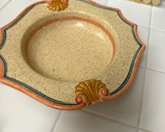 #57 - $250 - Horchow made in Italy poterry dinnerware sale 8 soup plates/ 8 salad plates 8 cereals bowls / 7 cups and saucers