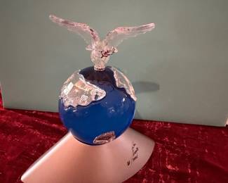 #183 - $70 - Swarovski Eagle sittinng on a globe - crystal planet vision 2000