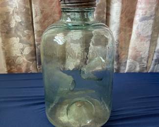 Blue vintage glass minnow trap