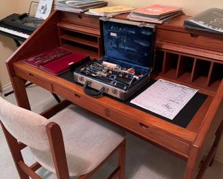 Danish roll top desk artist signed JM