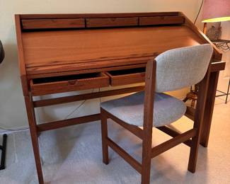 Danish JM roll top desk with chair