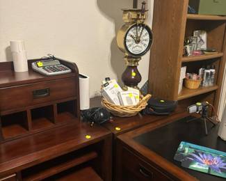 Hooker desk and brass clock lamp!