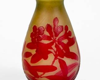 Emile Galle 'Red Plum Blossom' Art Nouveau Cameo Vase