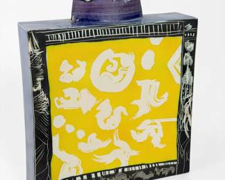 Gilbert Portanier 'Yellow Abstract' Ceramic Vase (A)