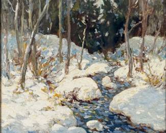 Luther E. Van Gorder 'Snow Scene' Oil on Board