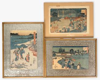 (3) Antique Japanese Woodblocks