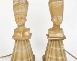 Pair of Egyptian Revival Style 'Nefertiti' Lamps