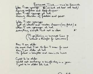 John Lennon "Borrowed Time" Lyrics Print 