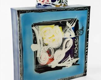 Gilbert Portanier 'Blue Abstract' Ceramic Vase (C)