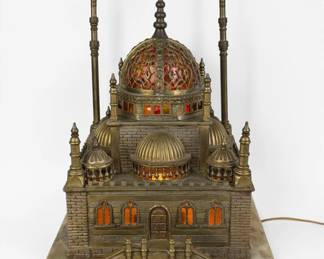 Antique Brass & Marble Model Mosque Lamp