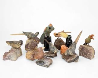 (10) Precious Stone Bird Sculptures