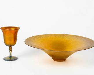 (2) Steuben Aurene Glass Pieces