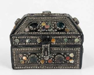 Vintage Agate Inlaid Moroccan Box